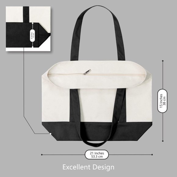 TOPDesign 1 | 3 | 6 | 30 Pack Stylish Canvas Tote Bag with an External Pocket - Picture 2 of 5